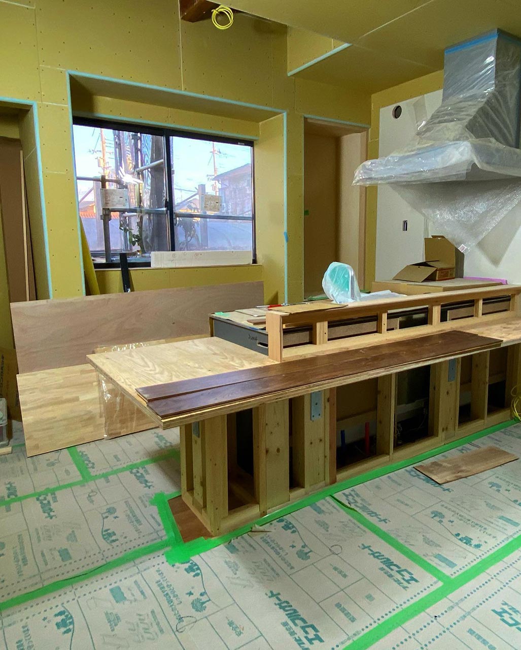 飾磨断熱改修リフォーム⑱ 造作カウンターの素材